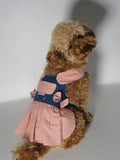 Denim gingham harness dog dress